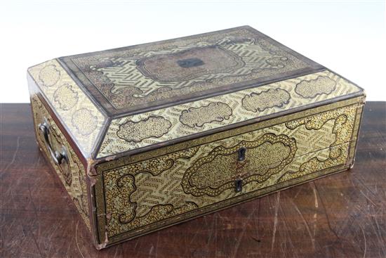 A Chinese export lacquer work box, 13.25in.